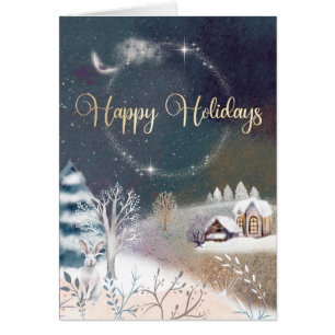 Festive Winter Happy Holidays Greeting Card
