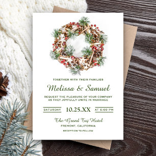 Festive Winter Holiday Christmas Garland Wedding Invitation