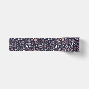 Festive winter holidays blue and pink snowflakes grosgrain ribbon