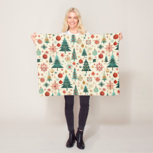 Festive Winter Holidays Pattern Fleece Blanket