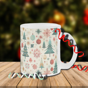 Festive Winter Holidays Pattern Frosted Glass Coffee Mug
