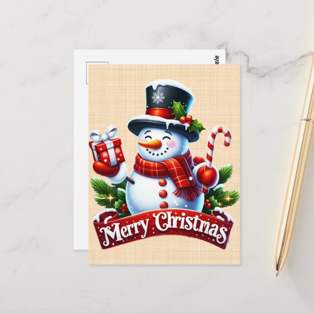Festive Winter Joy Postcard (Front/Back In Situ)