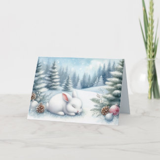 Festive Winter Landscape With Bunny Christmas Card