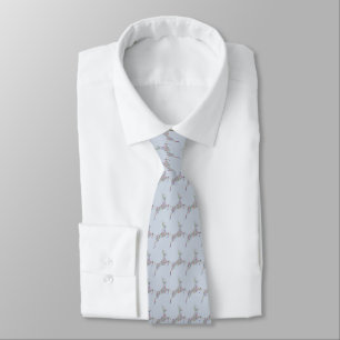 Festive Winter Moose Pattern Holiday Blue Tie