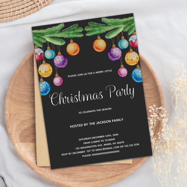 Festive Winter Printable Invite (Colors Lights Christmas Invitations)