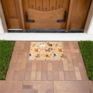 Festive Winter Puppy Scarves Doormat