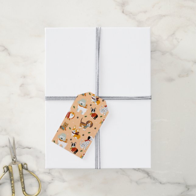 Festive Winter Puppy Scarves Gift Tags (With Twine)