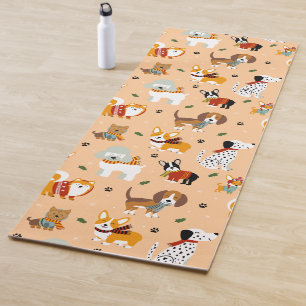 Festive Winter Puppy Scarves Yoga Mat
