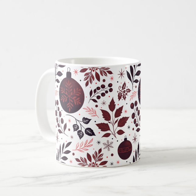 Festive Winter Red and Black Christmas  Coffee Mug (Front Left)