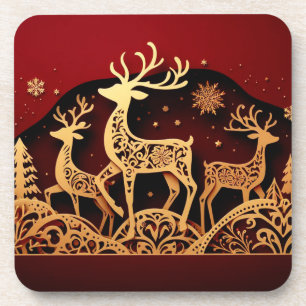 Festive Winter Reindeer – Ornate Forest Coaster