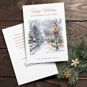 Festive Winter Scene Your Logo Business Holiday Card