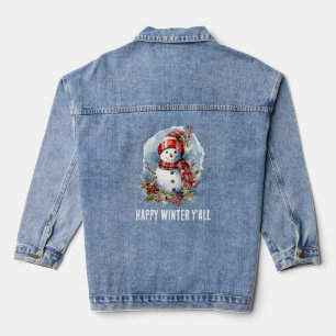 festive Winter snowman add text  Denim Jacket
