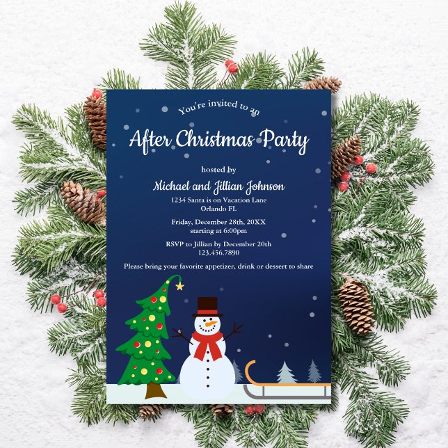 Festive Winter Snowman After Christmas Party Invitation (Creator Uploaded)
