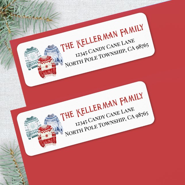 Festive Winter Sweater Christmas Return Address (Festive Winter Sweater Christmas Return Address label)