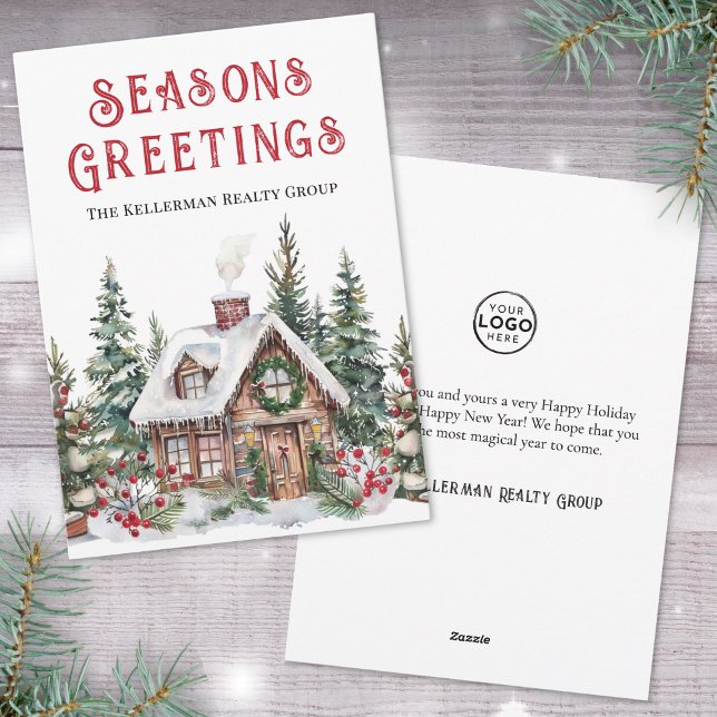 Festive Winter Watercolor Business Christmas Holiday Card (Festive Winter Watercolor Business Christmas Holiday Card)