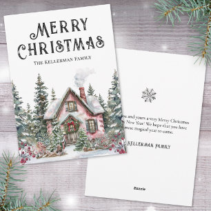 Festive Winter Watercolor Merry Christmas Holiday Card