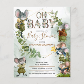 Festive Winter Wild Mice Baby Shower Invitation