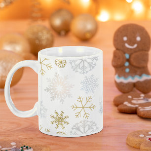 Festive Winter Wonderland Dusty Blue & Gold Coffee Mug