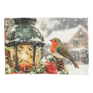 Festive Winter Wonderland Scene Pillowcase