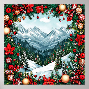 Festive Winter Wonderland Scene Poster