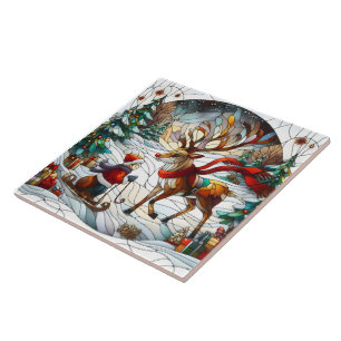 Festive winter wonderland with a joyous reindeer tile