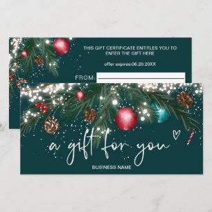Festive winter wreath logo gift certificate blue