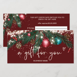 Festive winter wreath logo gift certificate red