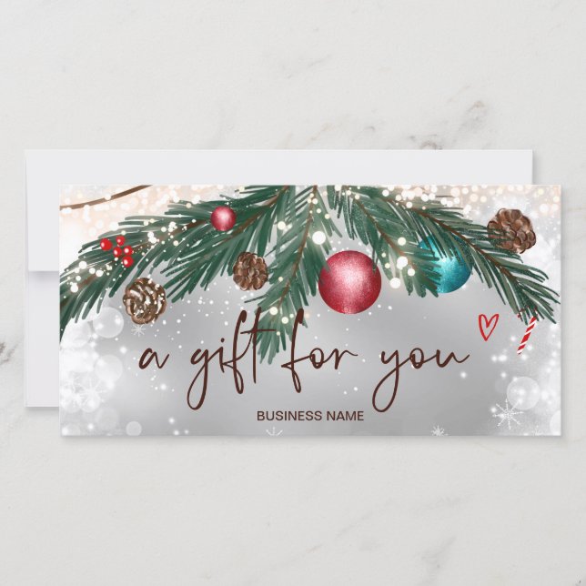 Festive winter wreath logo silver gift certificate (Front)