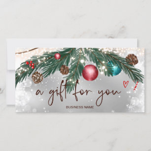 Festive winter wreath logo silver gift certificate