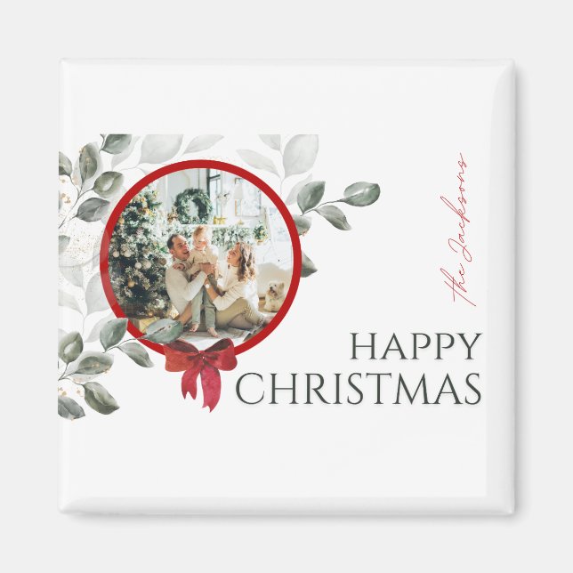 Festive Wishes Christmas Card Magnet (Front)