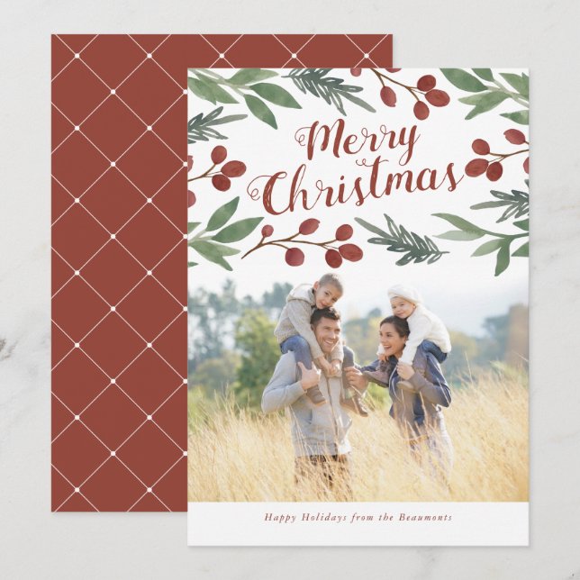 Festive Wishes, Christmas Photo Card (Front/Back)