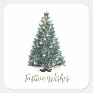 Festive Wishes. Christmas tree design Square Sticker