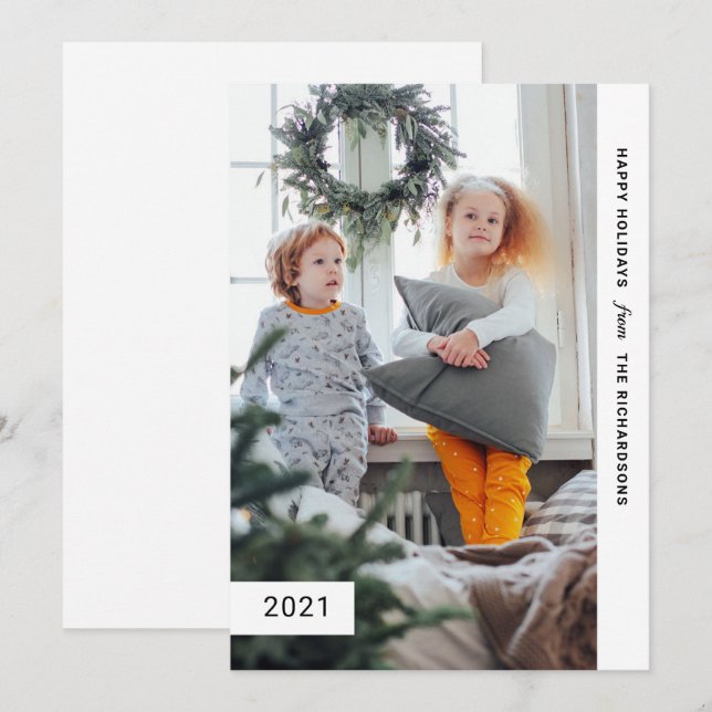 Festive Wishes | Modern One Photo Holiday Card (Front/Back)
