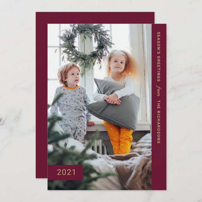 Festive Wishes | Modern One Photo Holiday Card (Front/Back)