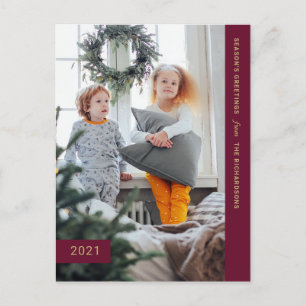 Festive Wishes   Modern One Photo Holiday Postcard