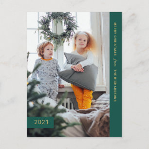 Festive Wishes   Modern One Photo Holiday Postcard