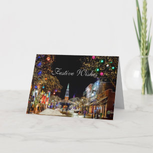 Festive Wishes White Text Holiday Card