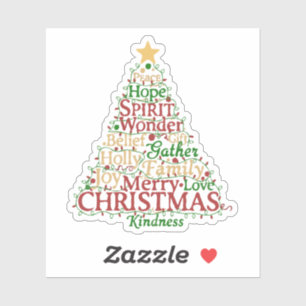 Festive Word Art Christmas Tree Peace Hope Joy