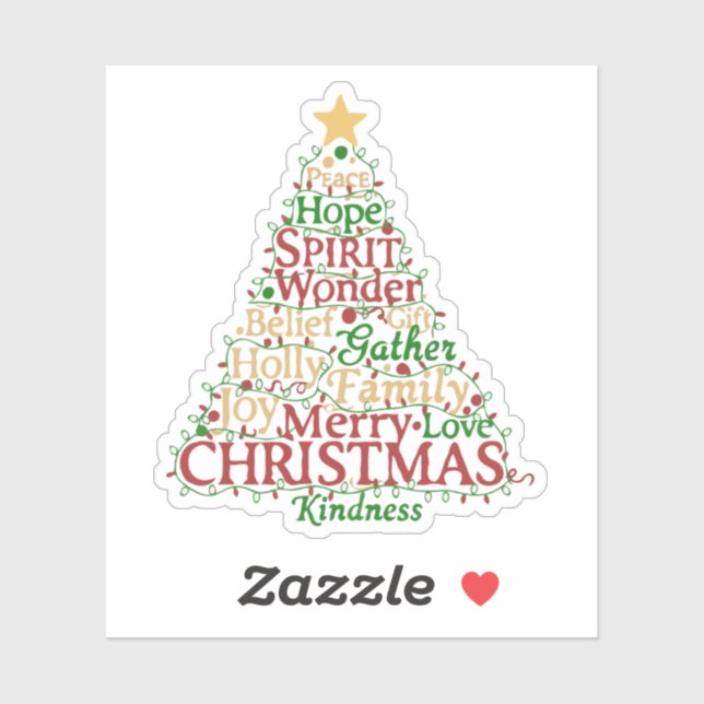 Festive Word Art Christmas Tree | Peace Hope Joy  (Sheet)