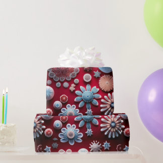 Festive Wrap Wonderland 'Red and Blue Snowflakes' Wrapping Paper