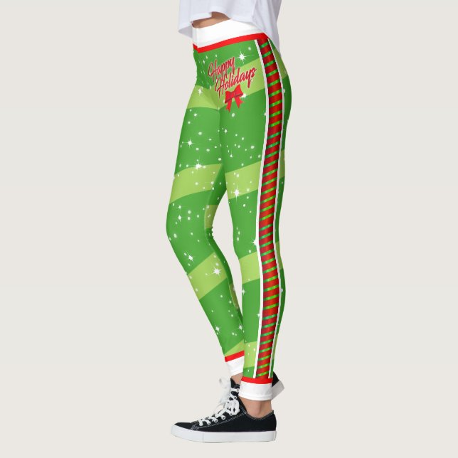 Festive WRAPPED UP FOR YOU in HOLIDAY RIBBONS Leggings (Left)
