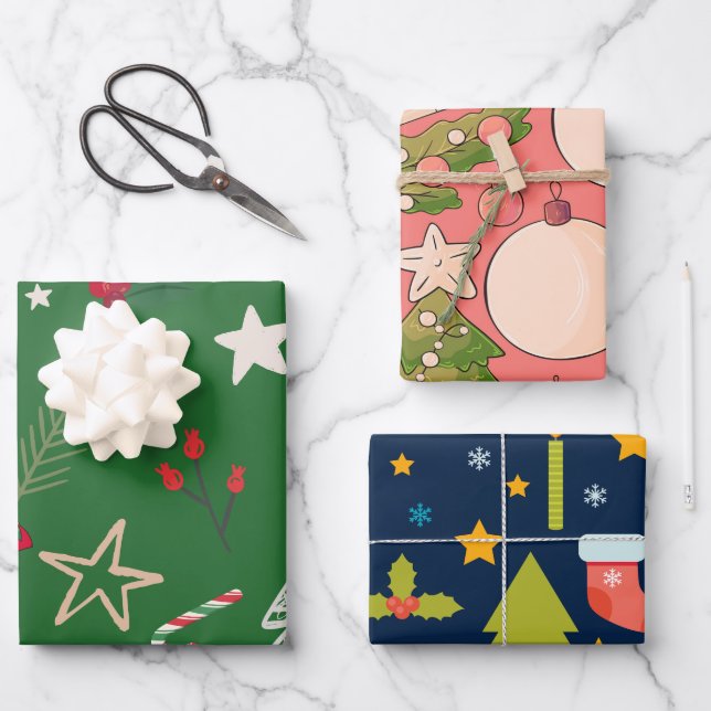 Festive Wraps for Happy Moments Wrapping Paper Sheet (Front)