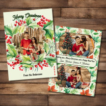 Festive Wreath 3 Photo Christmas Card
