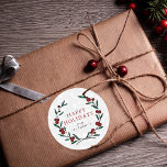 Festive Wreath Christmas Holiday Classic Round Sticker<br><div class="desc">These stickers are perfect for using as labels on Christmas cards & gifts and the festive design can be easily personalized with your name.</div>