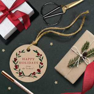 Festive Wreath Christmas Holiday Favour Tags