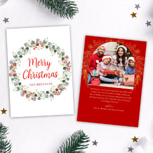 Festive Wreath Greenery Christmas Photo Holiday Card