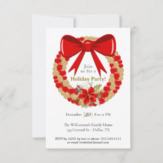 Festive Wreath Holiday Invitation
