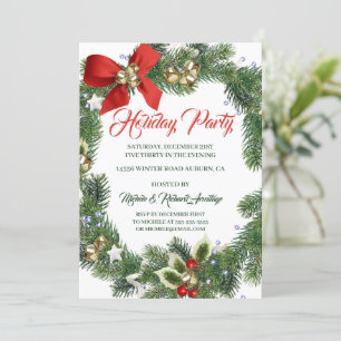 Festive Wreath Holiday Party Invitation