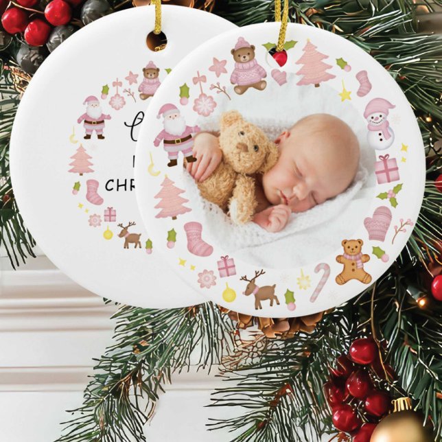 Festive Wreath Photo Christmas Ornament (Creator Uploaded)