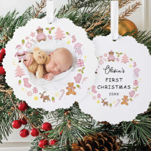 Festive Wreath Photo Christmas Ornament